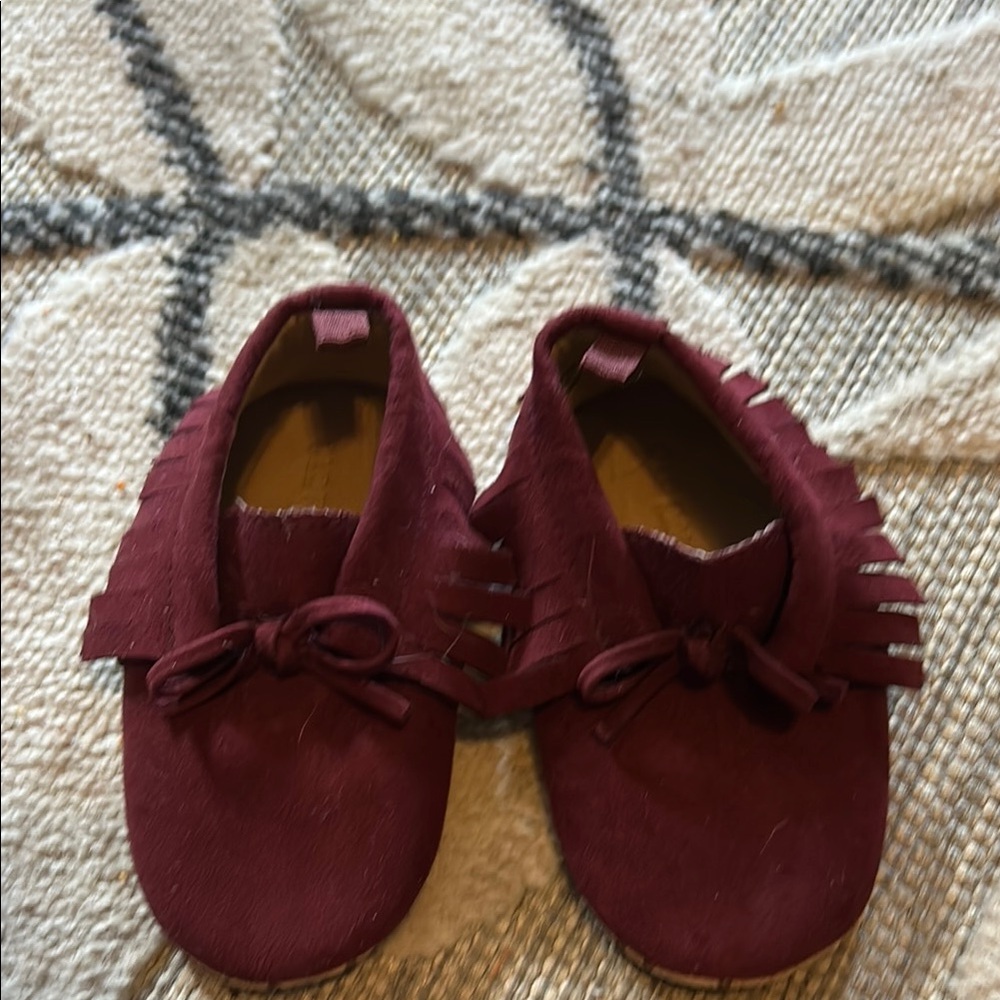 Kids Burgundy Moccasins